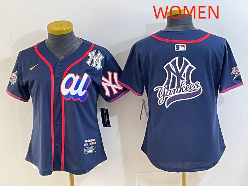 Women 2025 New York Yankees Blank Drak Blue All star Nike MLB Jersey style 012